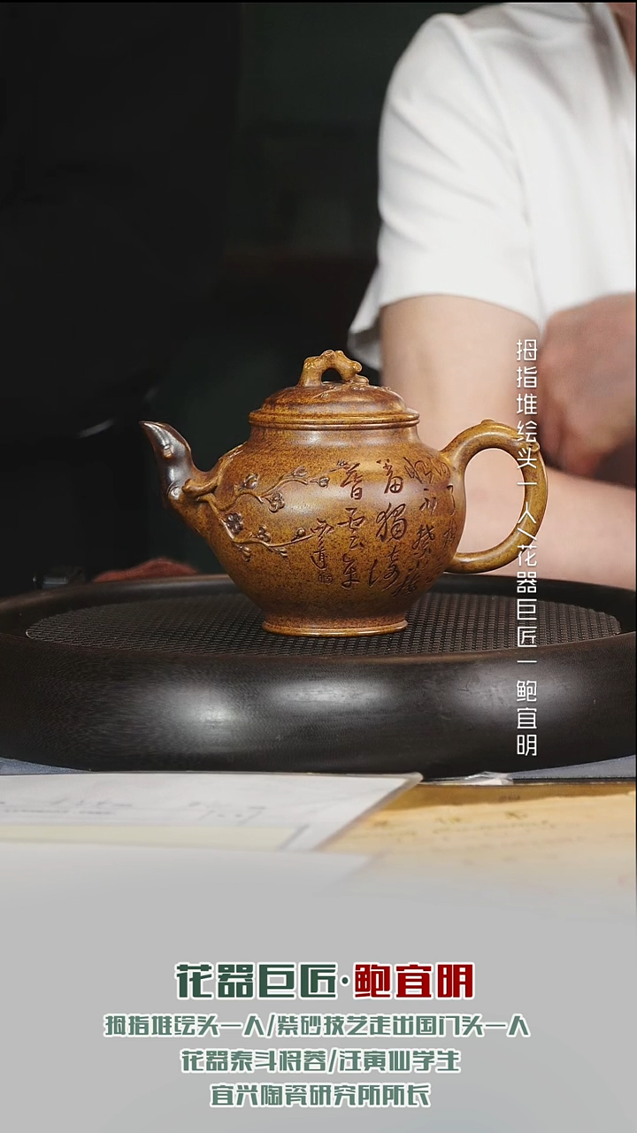 茶壶紫砂BYM70梅报春白麻子柴烧420cc