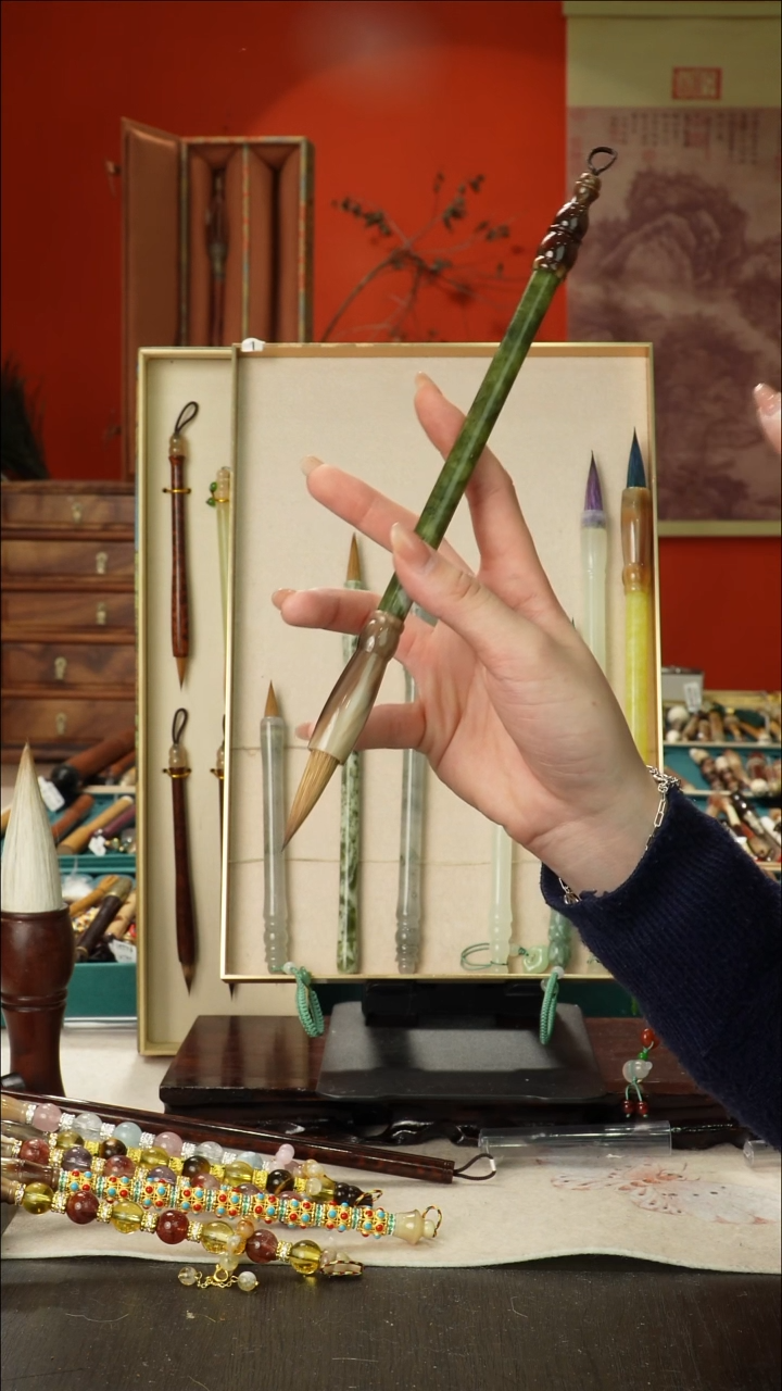 190号闪孤品高货毛笔链接 清水试笔 蘸墨不退