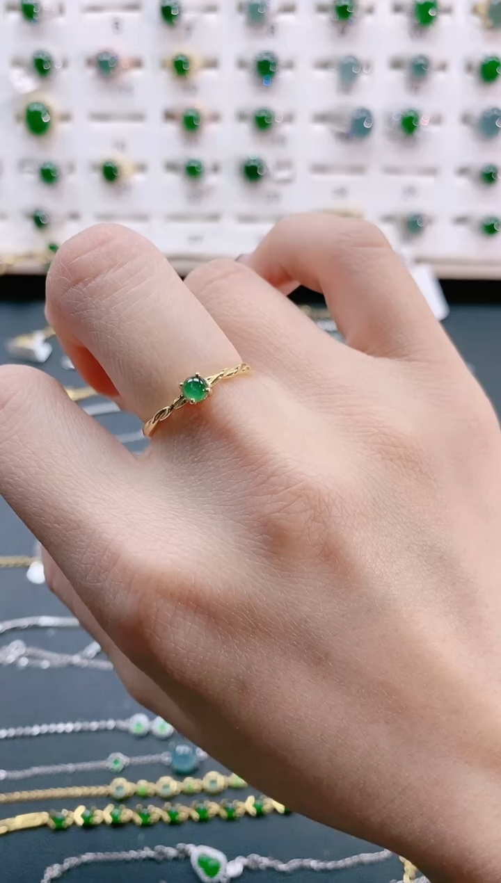 【闪购商品】翡翠戒指银S925镶嵌天然翡翠