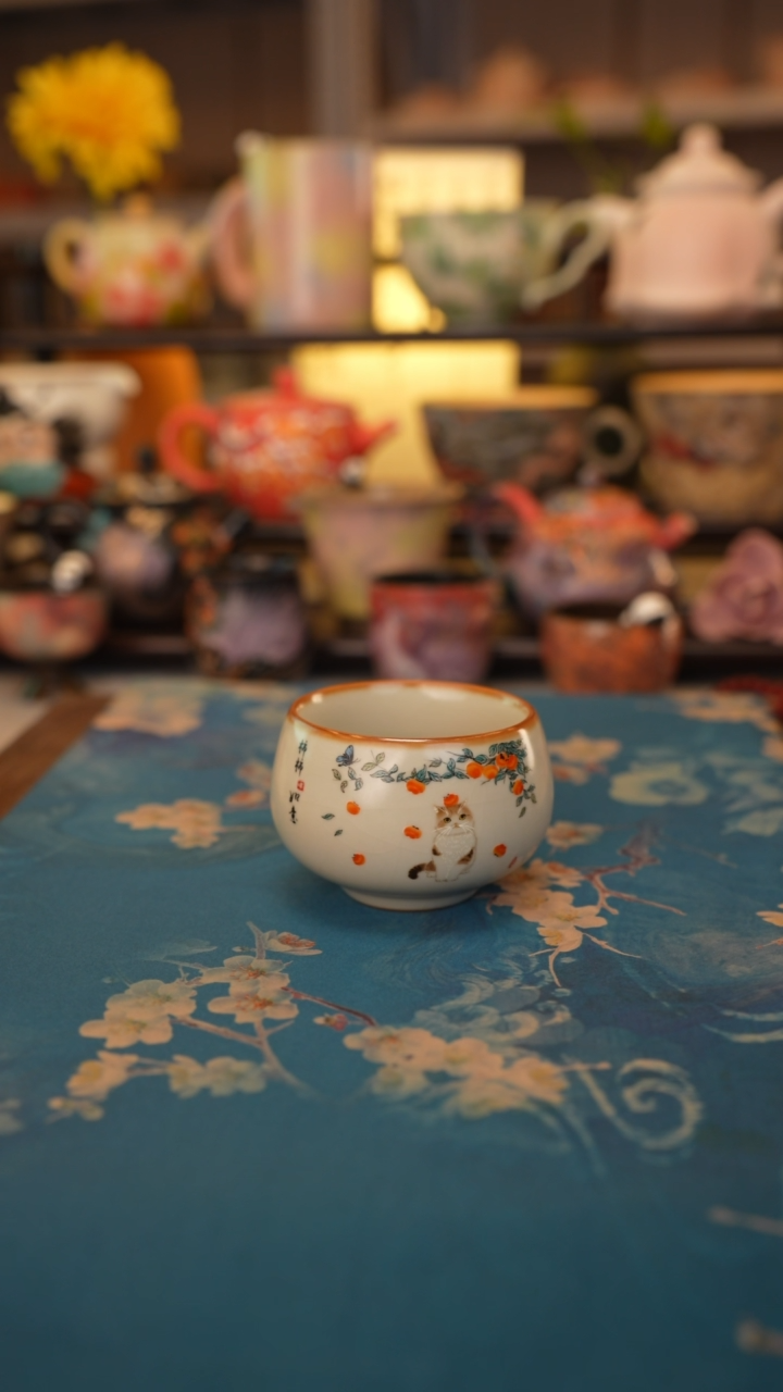 【闪购商品】福利品 事事喵罗汉杯 带开片不是裂纹