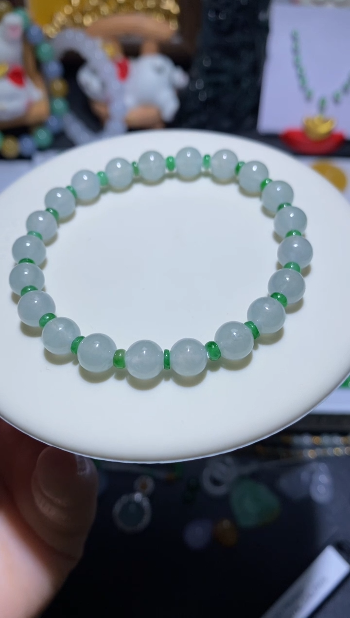 未镶嵌定制翡翠珠串6.9