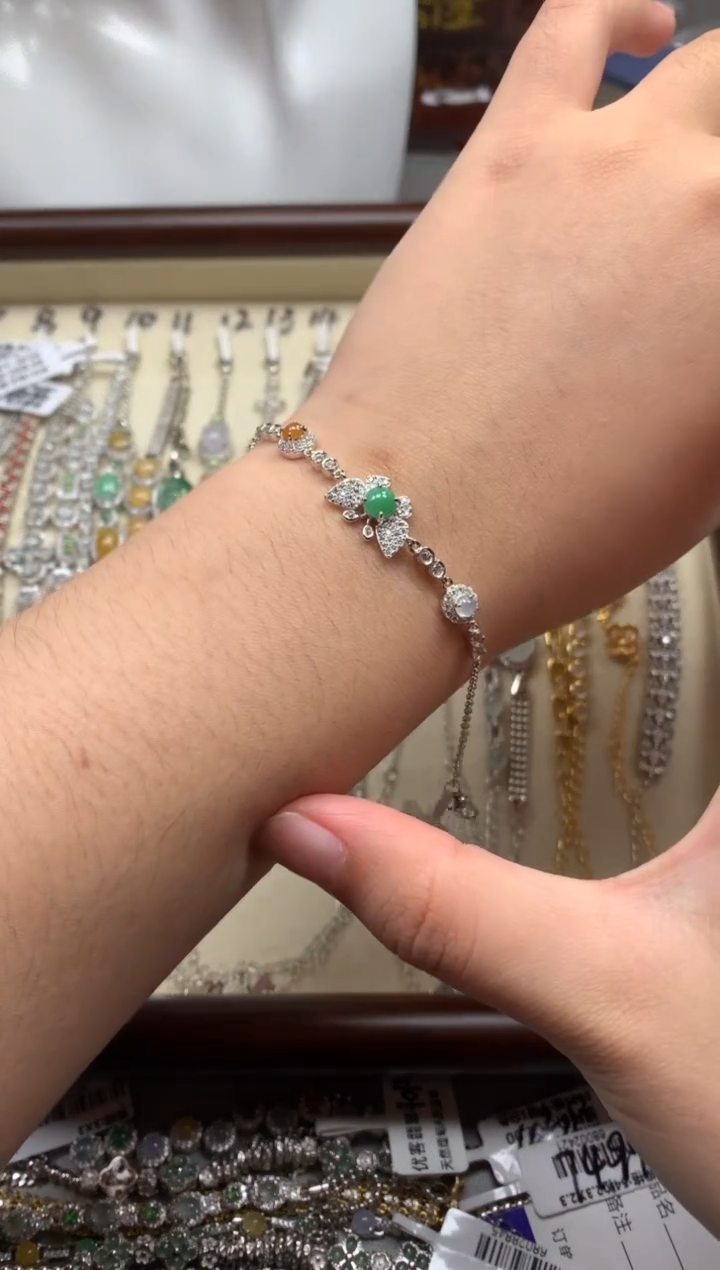 银S925镶嵌戒指翡翠手链