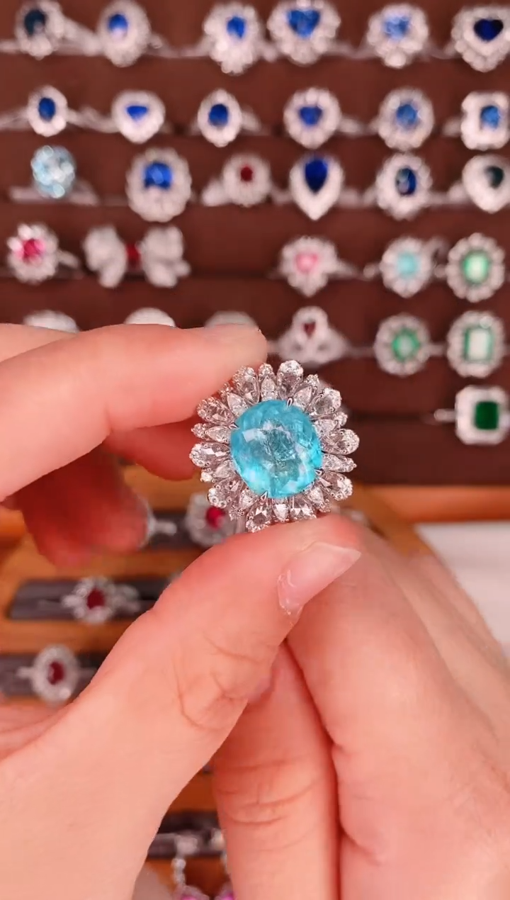 【闪购商品】帕拉依巴碧玺18K金戒指18K金镶嵌拆分订单1笔