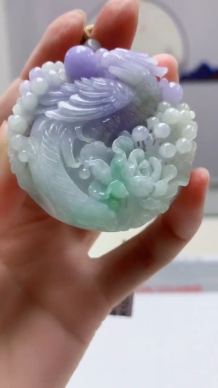 【闪购商品】定制翡翠未镶嵌4688zm-毛货挂件凤凰350