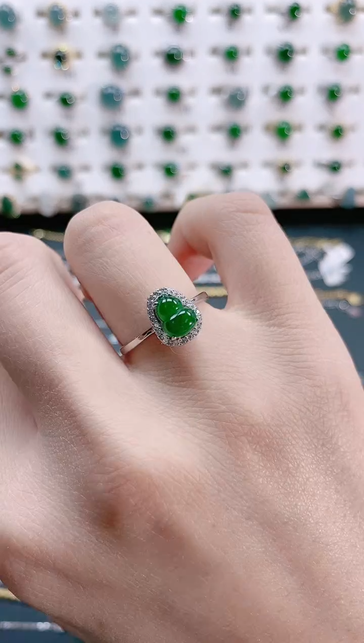 【闪购商品】翡翠戒指银S925镶嵌天然翡翠