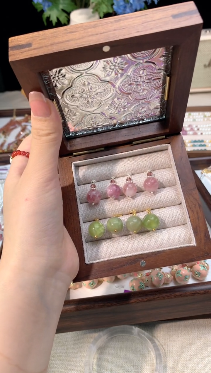 合金无925银粉祖母耳环