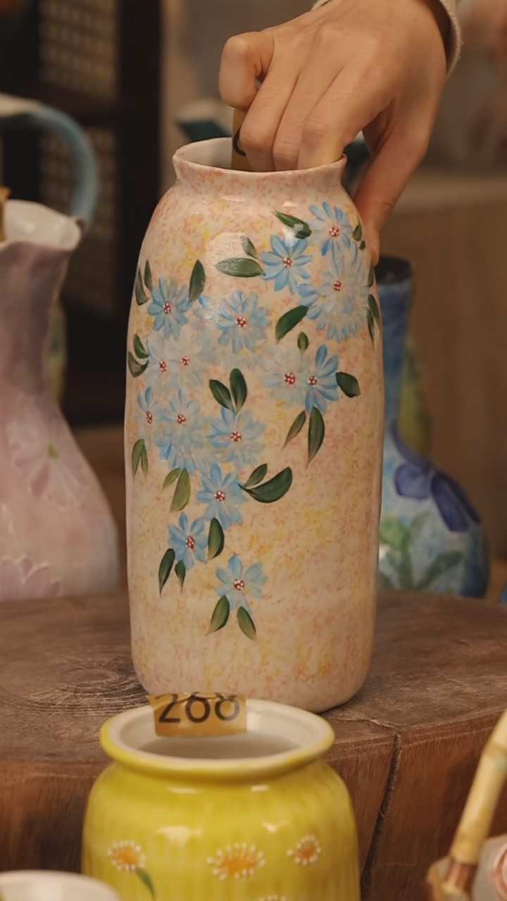 陶瓷景德镇设计师手作花器摆件侘寂风@M658@