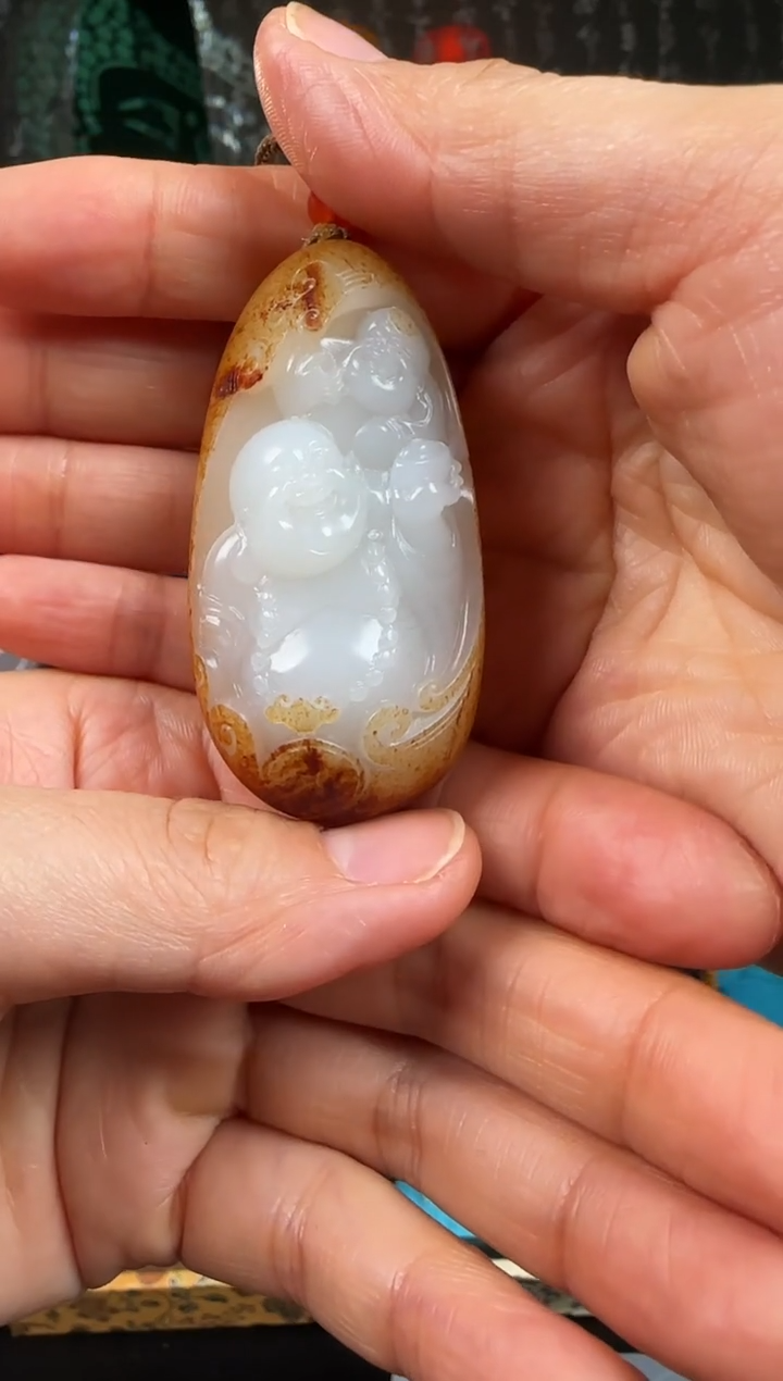 未镶嵌和田玉挂件用****2童子闹佛