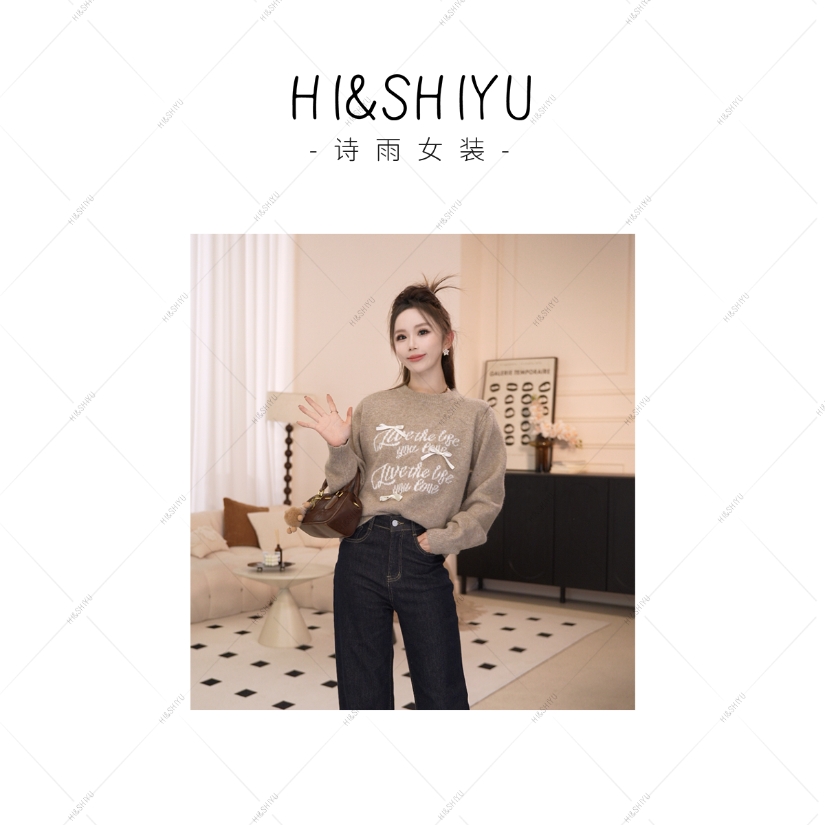 HISHIYU【甜心毛衣】冬季加厚设计款刺绣毛衣