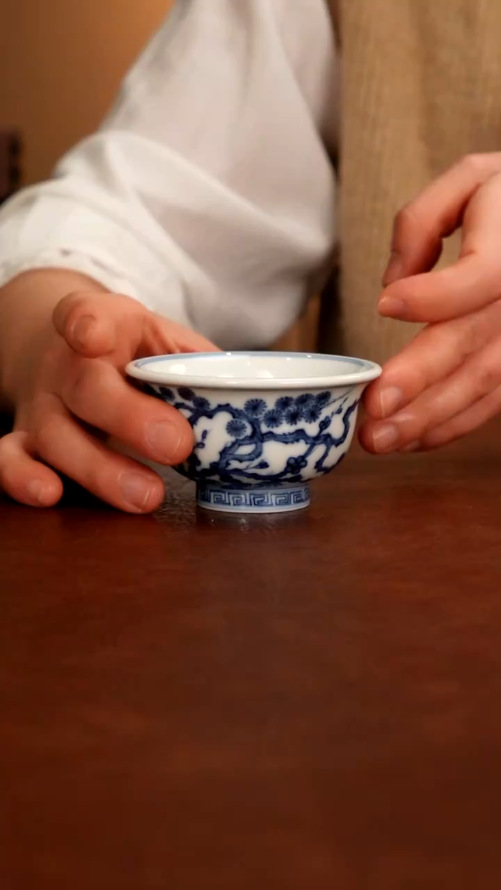 摆件陶景德镇瓷器，明成化青花瓷手绘茶具~