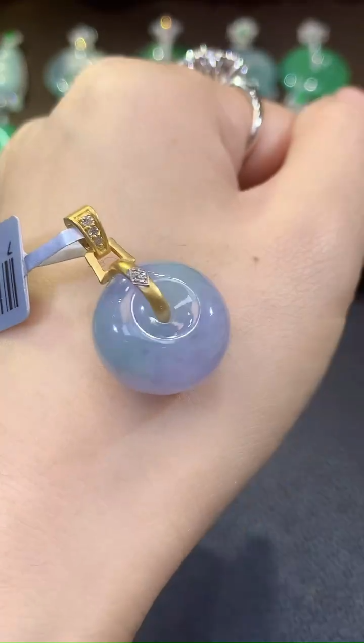 吊坠(不含链)18K金镶嵌翡翠A64多样性发一件