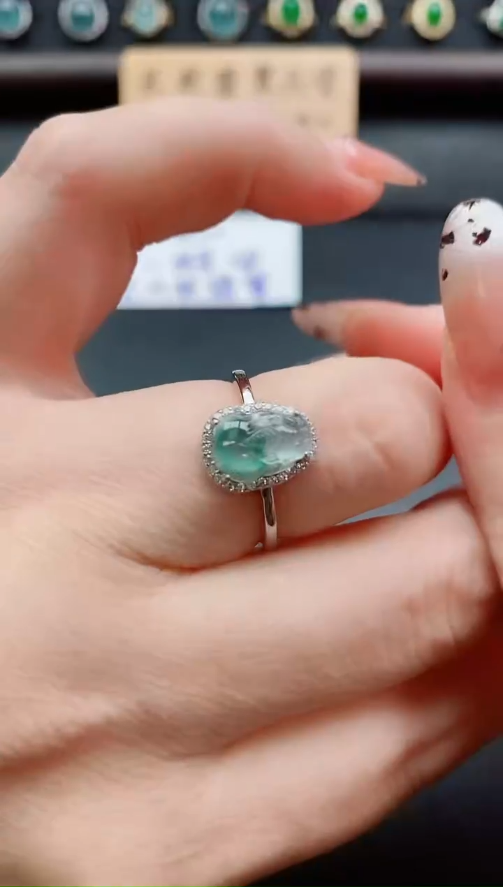 银S925镶嵌戒指翡翠1