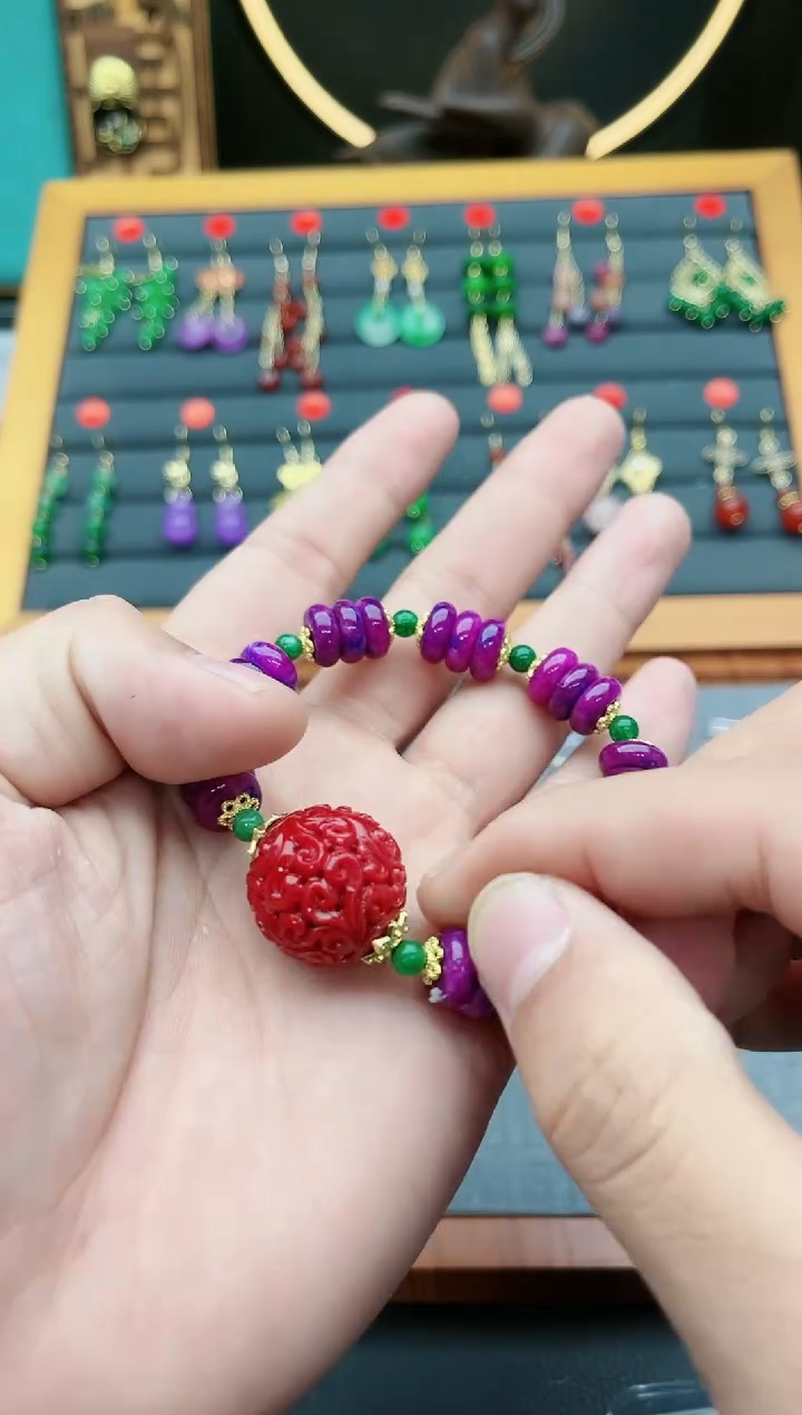 【闪购商品】玛瑙/玉髓手链合金紫色舒