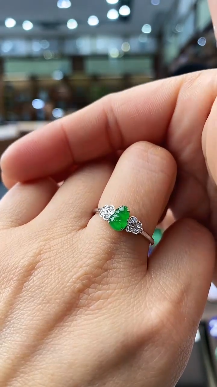 【闪购商品】翡翠戒指18K金镶嵌13圈葫芦戒指