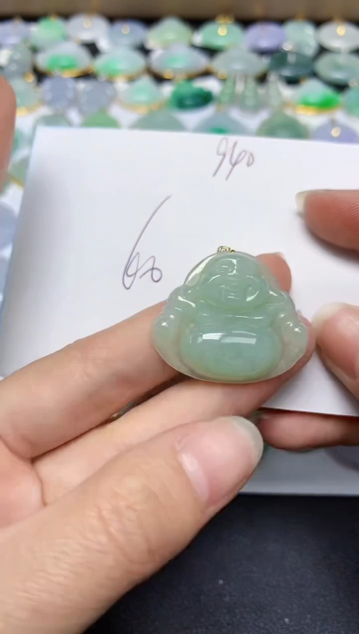 翡翠18K金镶嵌颈饰 天然翡翠A货
