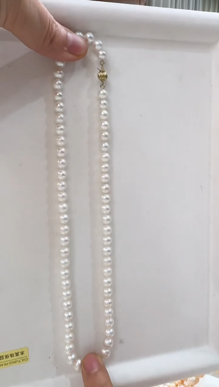 【闪购商品】淡水珍珠NN14K金镶嵌6.5-7.5高品质珍珠串链@@C361