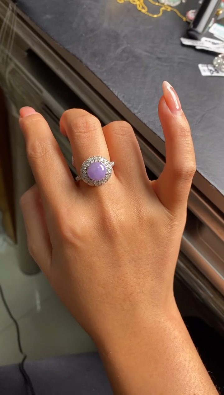 银S925镶嵌戒指翡翠天然A货翡翠