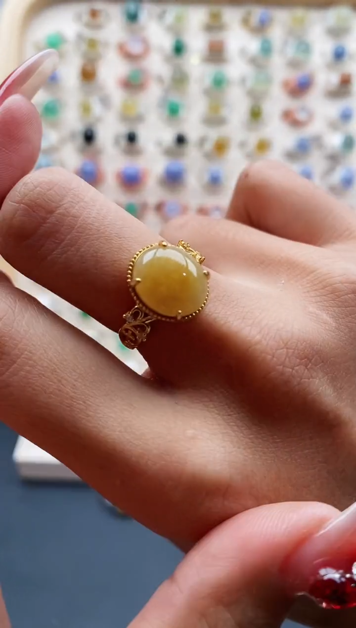 【闪购商品】翡翠戒指银S925镶嵌缅甸天然A货翡翠111 10+8