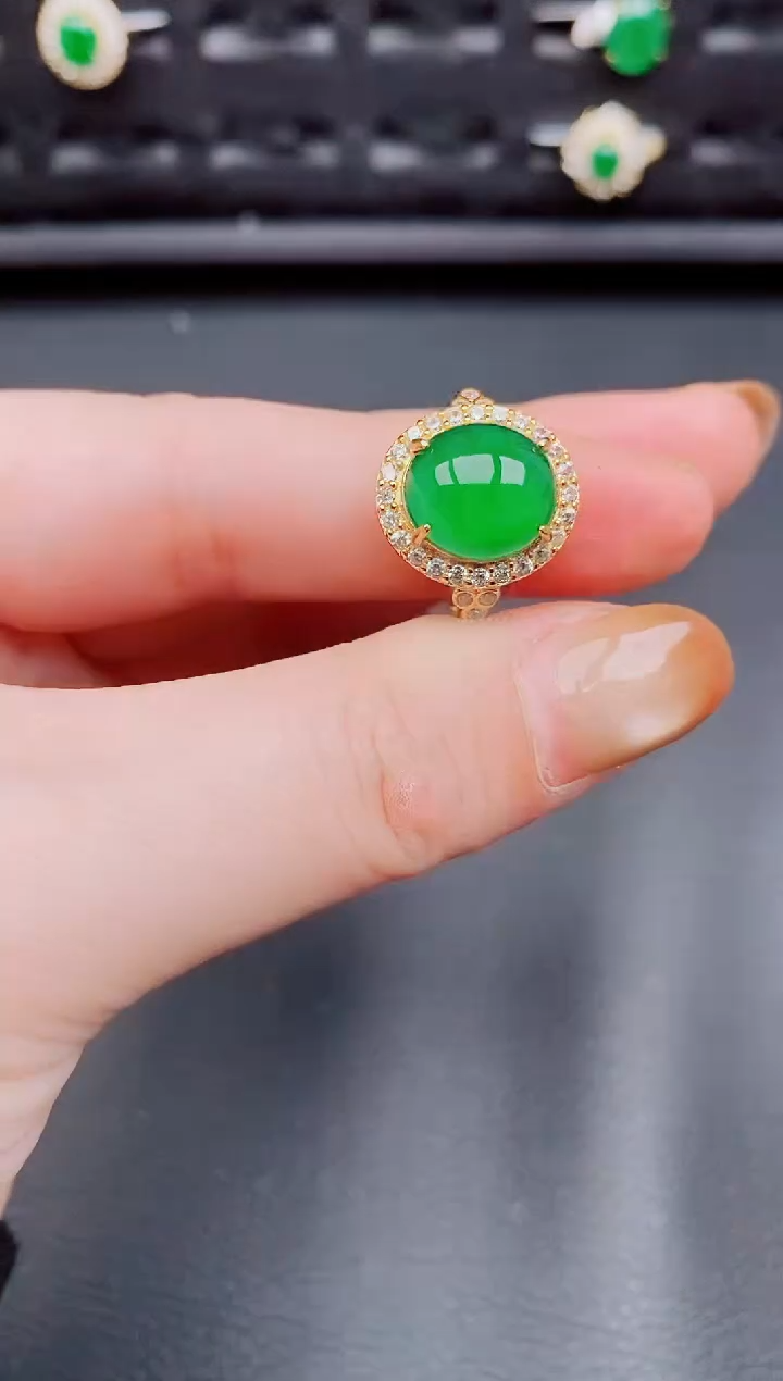 【闪购商品】翡翠戒指银S925镶嵌天然a货翡翠301