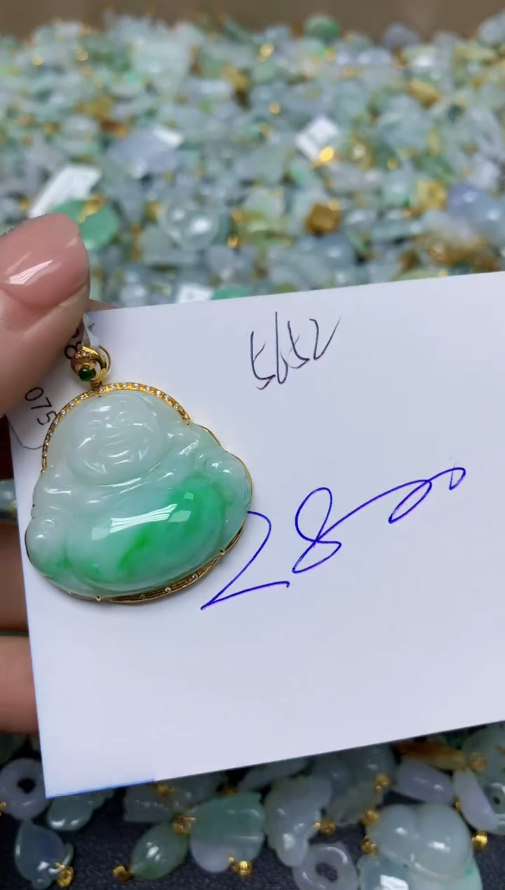【闪购商品】翡翠挂件18K金镶嵌 天然翡翠A货