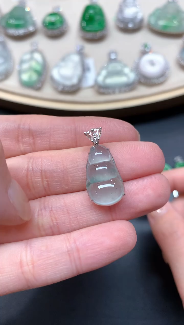 翡翠18K金镶嵌吊坠(不含链)A87|6800