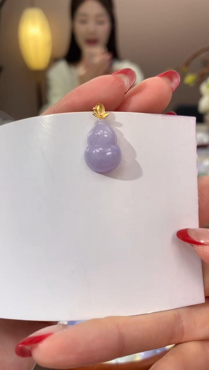 【闪购商品】翡翠颈饰18K金镶嵌天然缅甸a货翡翠