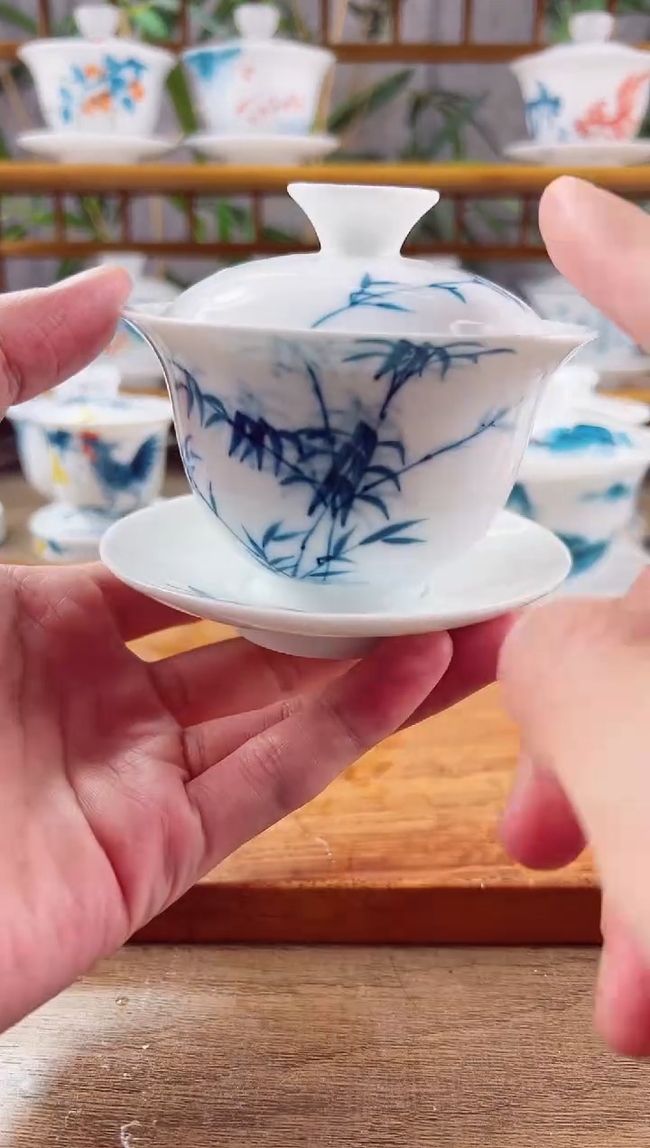 【闪购商品】全品竹报平安130ml三才盖碗