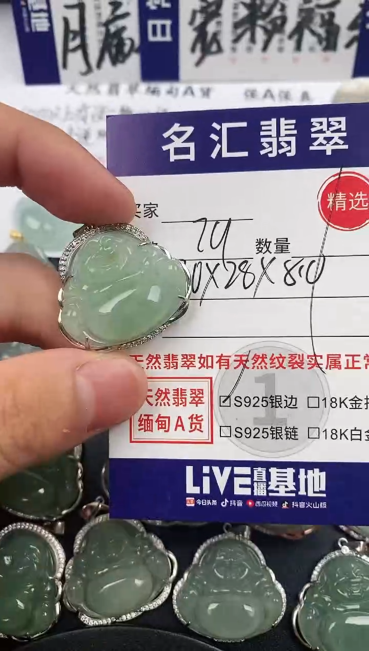 颈饰银S925镶嵌翡翠·
