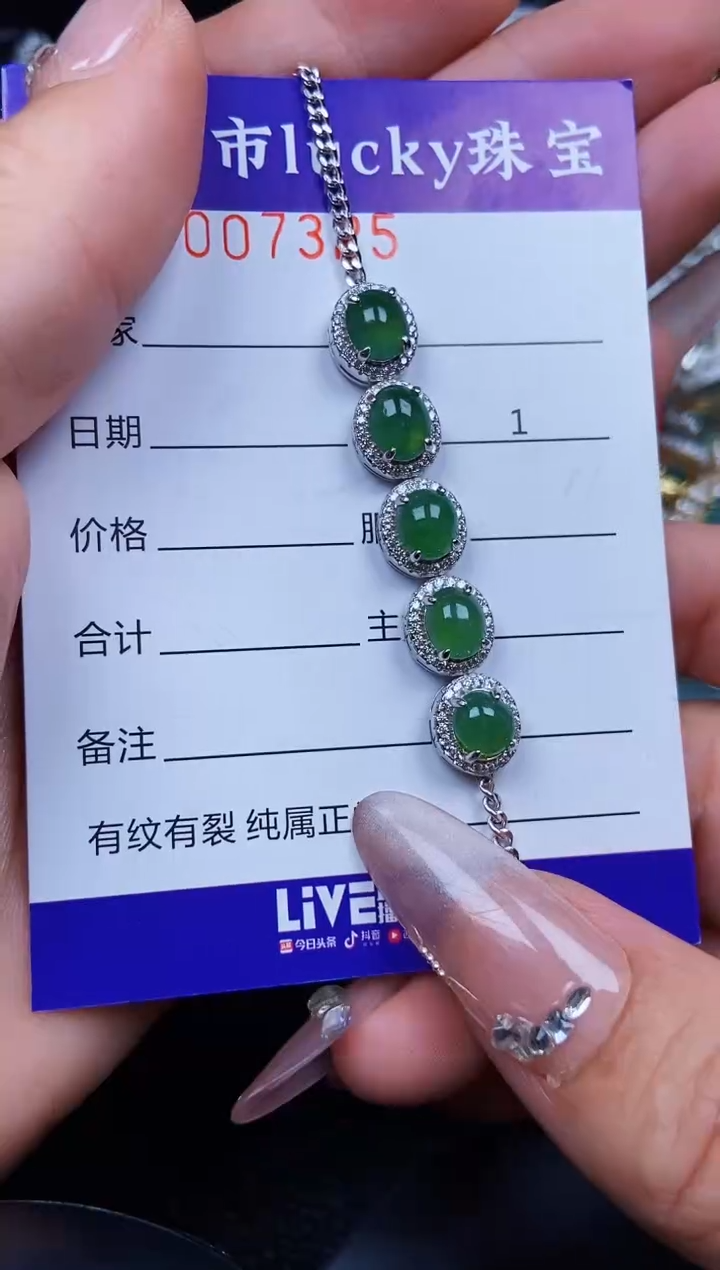 翡翠银S925镶嵌颈饰7325