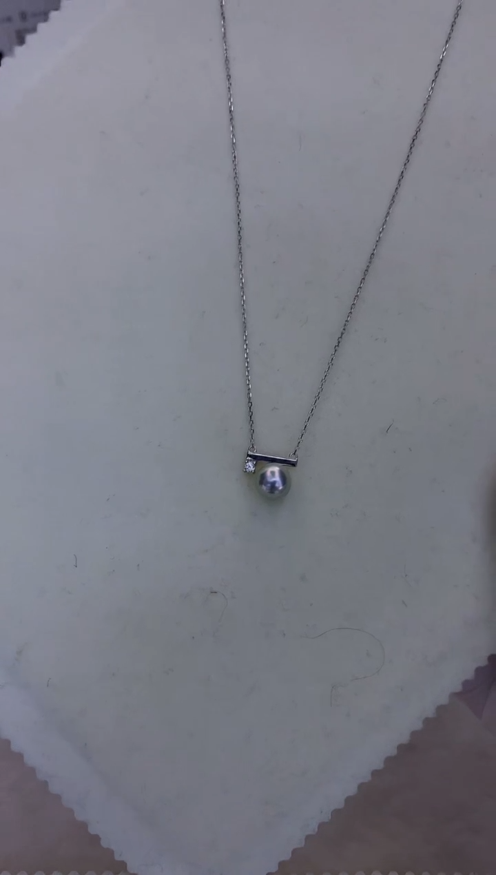 银S925镶嵌海水珍珠饰品真多麻色平衡木套链