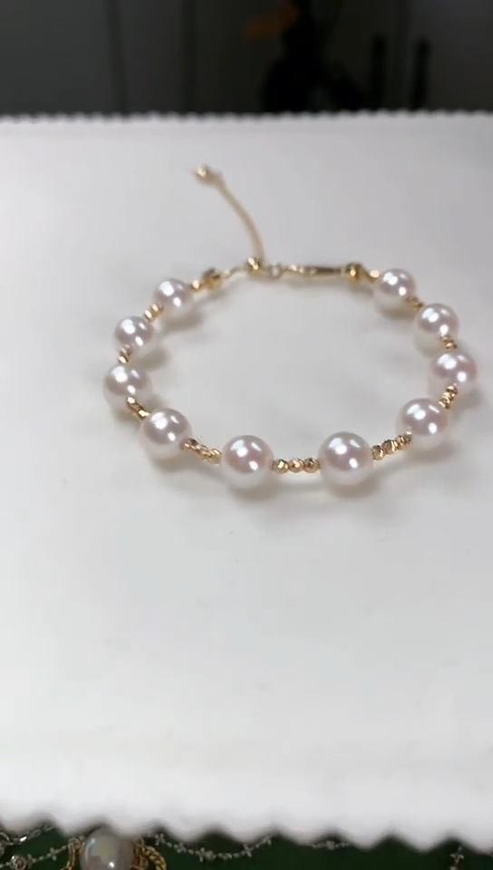 【闪购商品】海水珍珠手链18K金镶嵌星愿手链