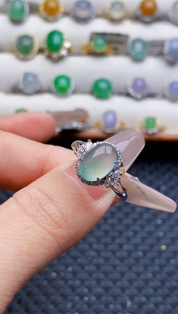 银S925镶嵌戒指翡翠1384