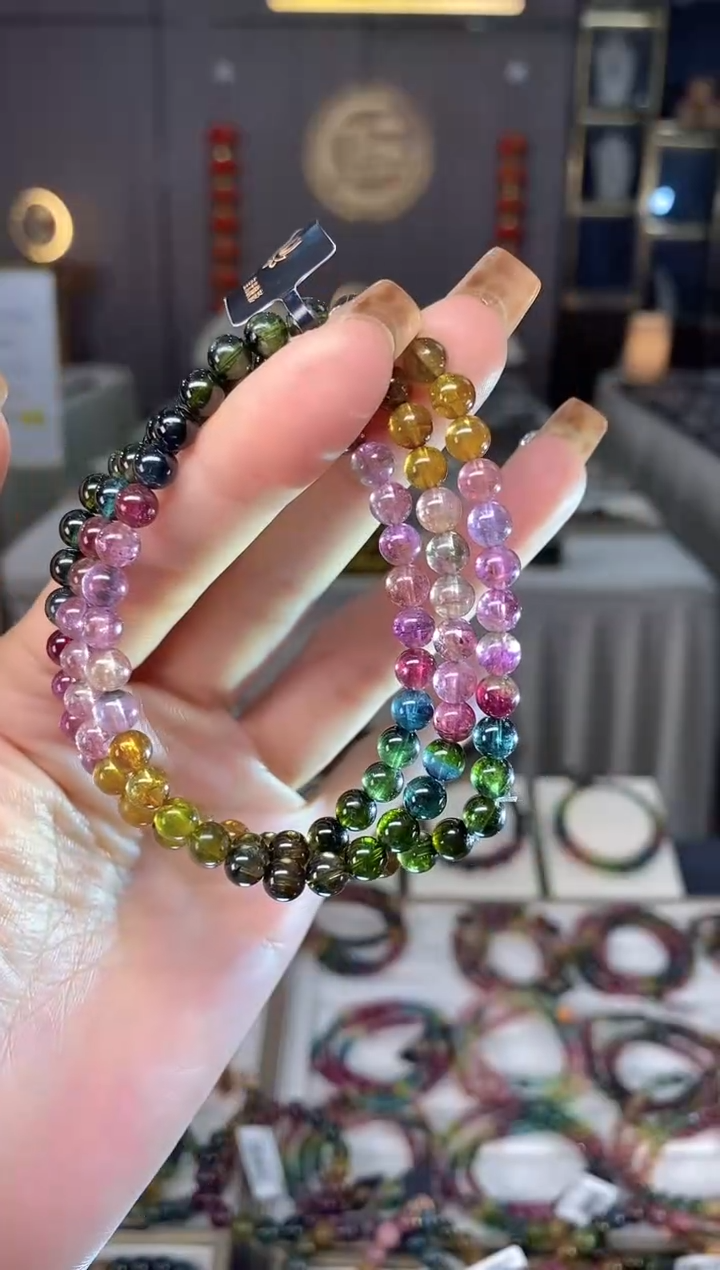 未镶嵌老矿碧玺三圈手串5mm+碧玺dan多样性发货一条