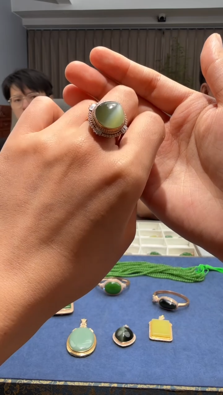 和田玉18K金镶嵌颈饰81-105-8.12多样性拍一发一