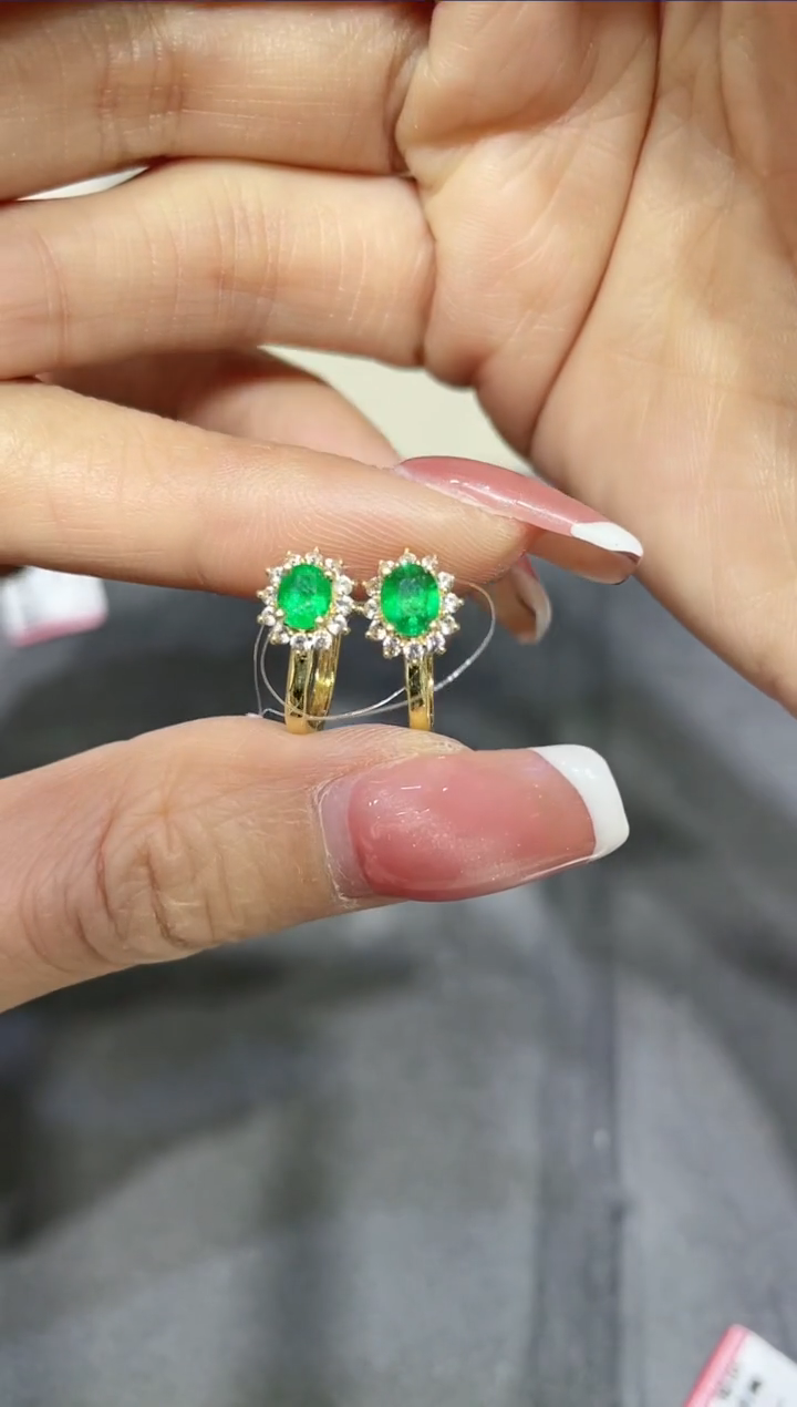 【闪购商品】祖母绿耳饰合金·