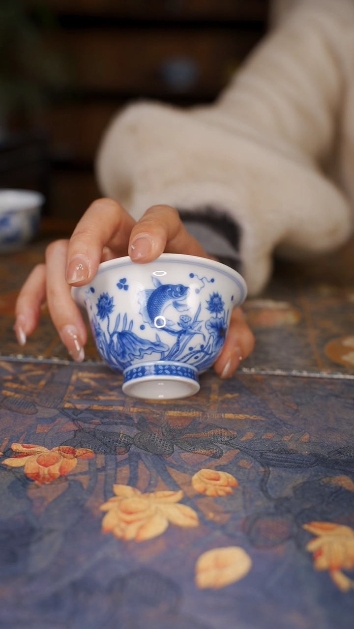 【闪购商品】杯望月怀古鱼藻小压手杯