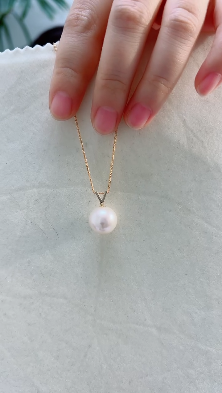 吊坠(赠链)18K金镶嵌淡水珍珠小**学13吊坠vv