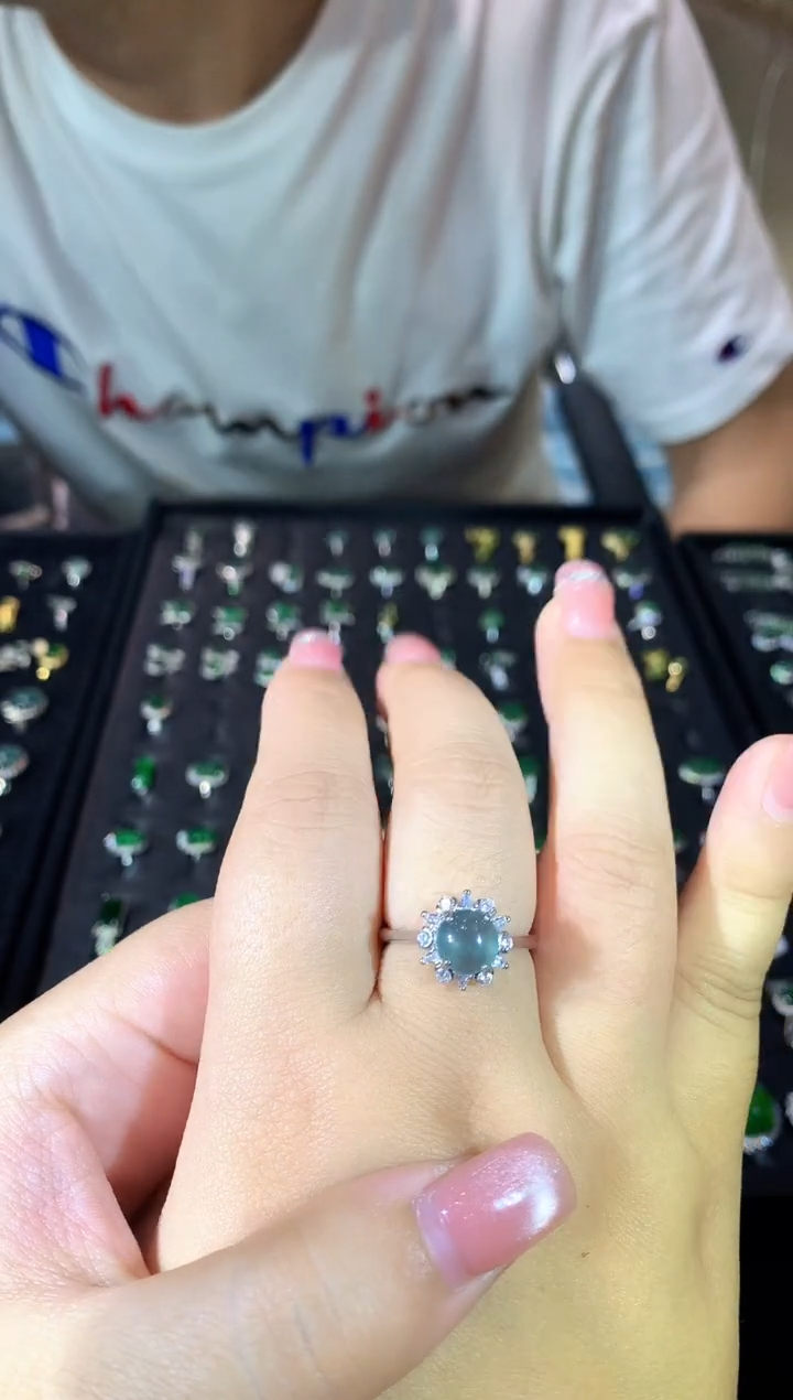 【闪购商品】翡翠银S925镶嵌戒指028zgc时尚
