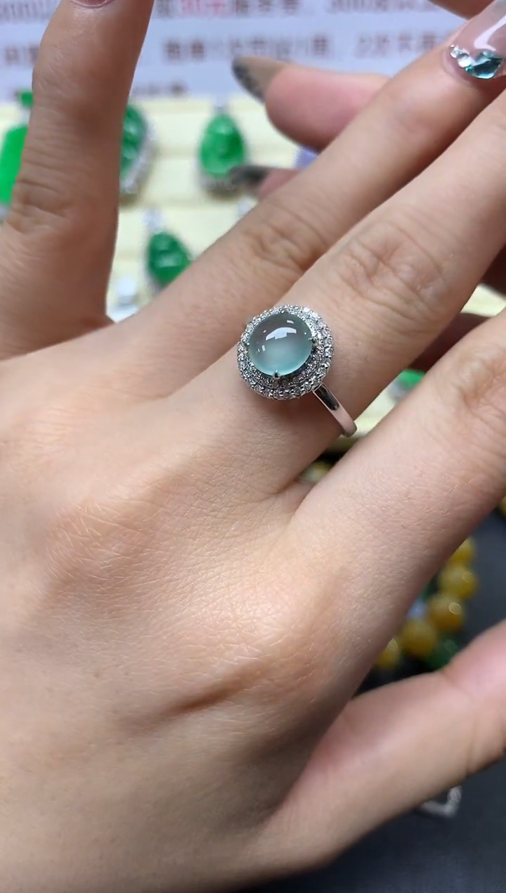 翡翠戒指18K金镶嵌戒指|3750+375