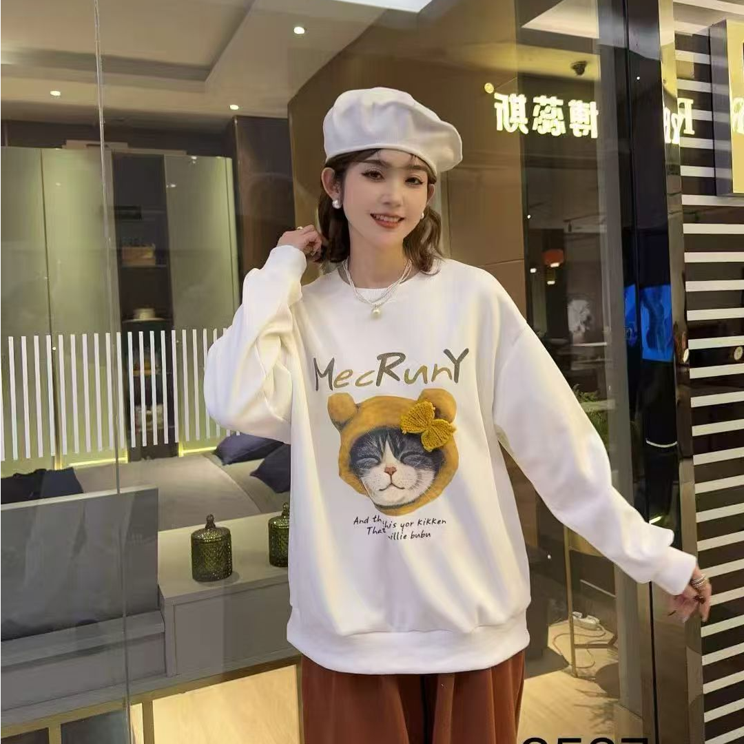 秋冬季新款宽松时尚百搭特体大码210斤可穿打底卫衣T桖8537