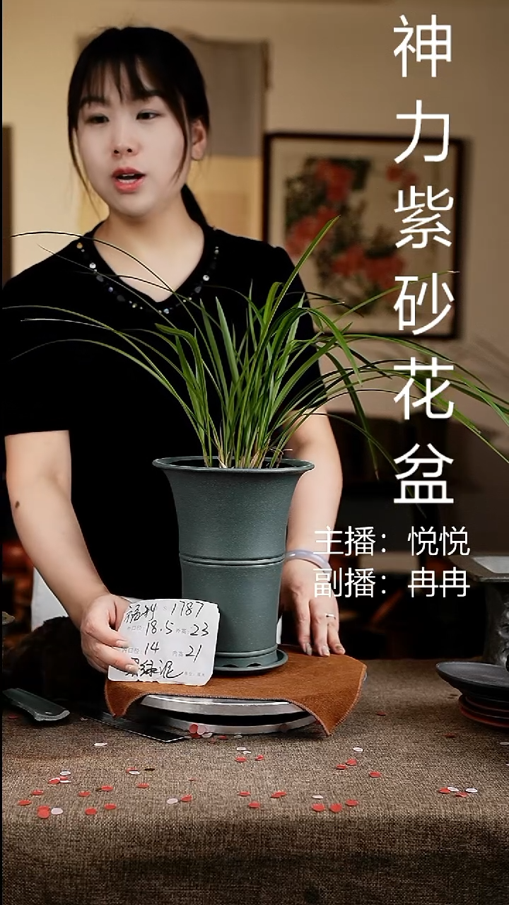 紫砂花盆花卉工艺1787+z果绿