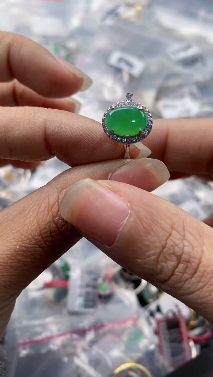 银S925镶嵌戒指翡翠1212---5
