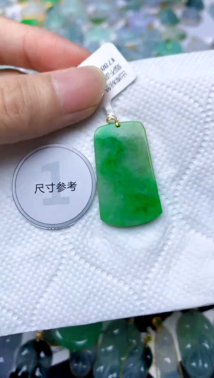 颈饰18K金镶嵌翡翠天然A货翡翠