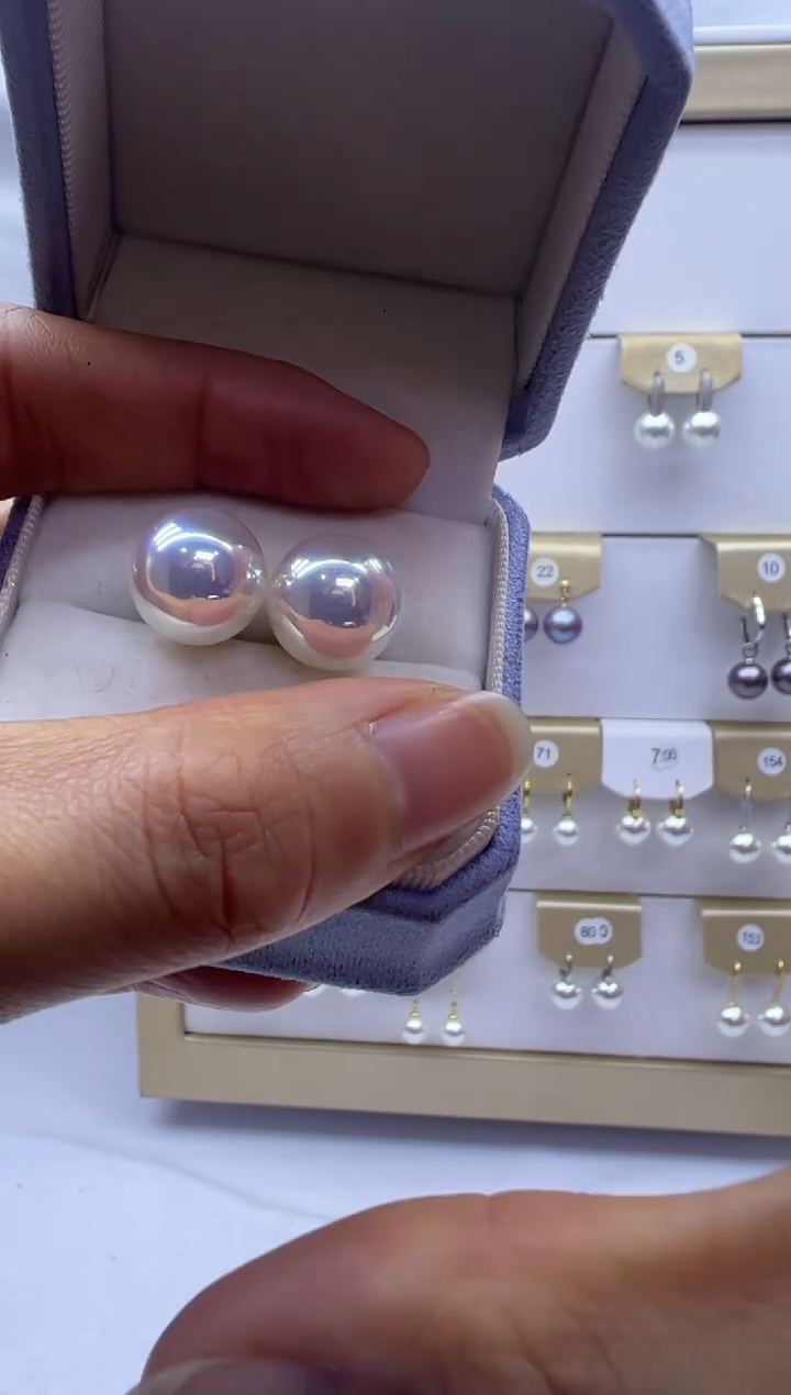 银S925镶嵌耳饰淡水珍珠4