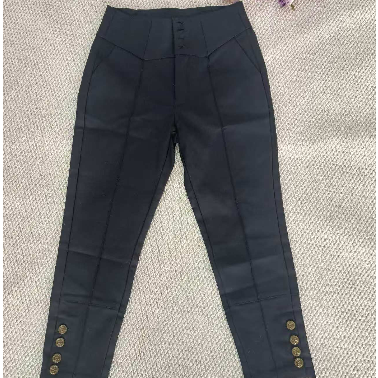 0202新中式黑色修身长裤