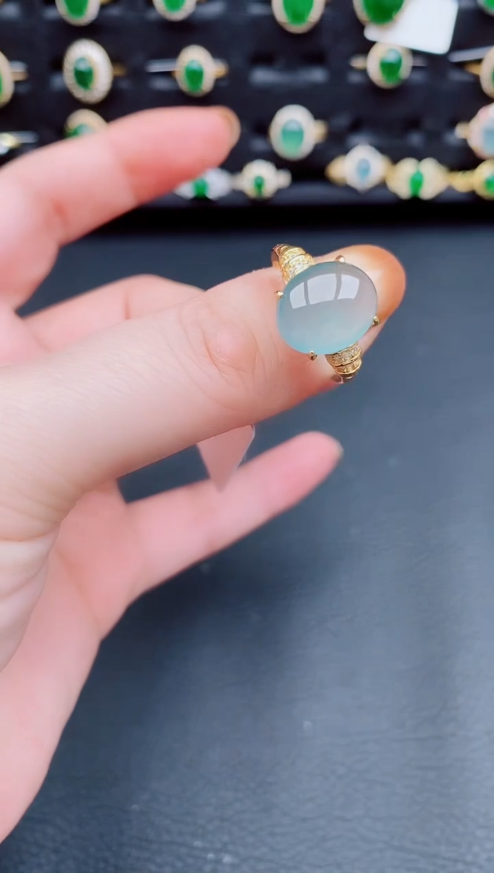 【闪购商品】翡翠戒指银S925镶嵌天然a货翡翠137
