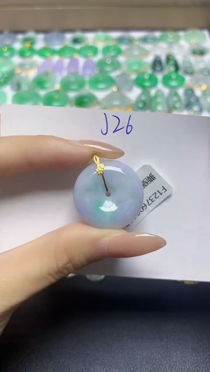 颈饰18K金镶嵌翡翠天然缅甸翡翠A货翡翠百元以上9元证书费自理