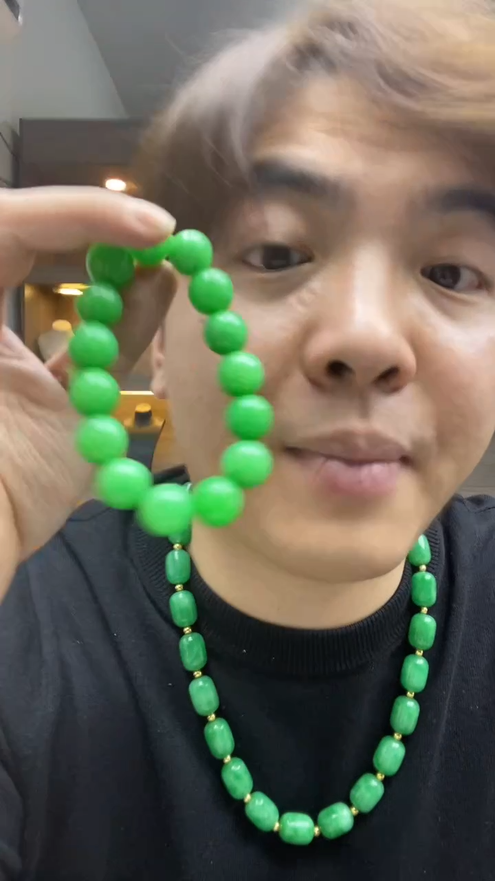 未镶嵌手串翡翠高端时尚14mm翠青手串