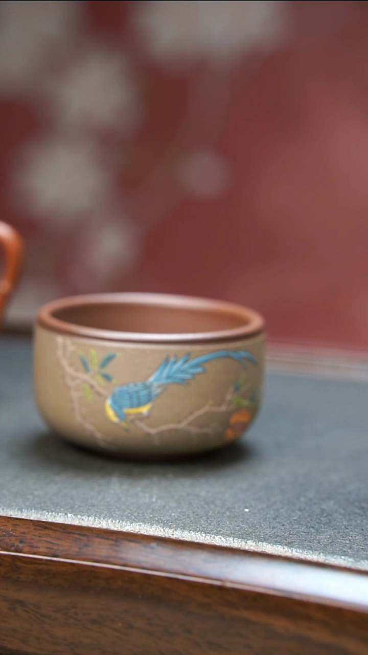 【闪购商品】紫砂茶壶蓝色小鸟杯