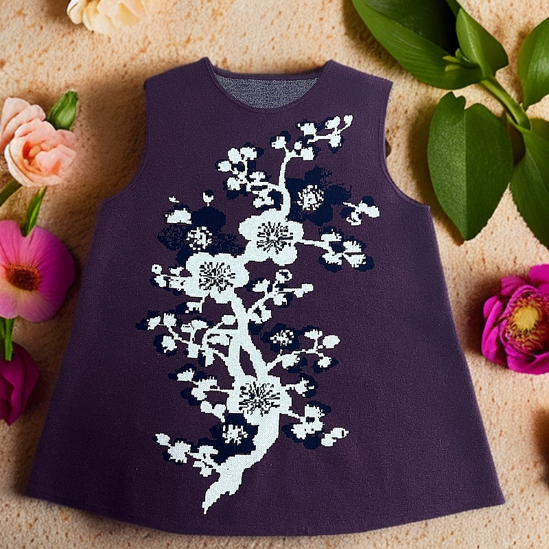 朝雪芳华100羊毛提花宽松马甲